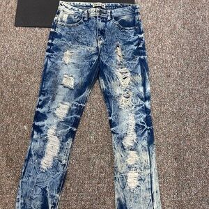 Blue Slim Fit Distressed Jeans